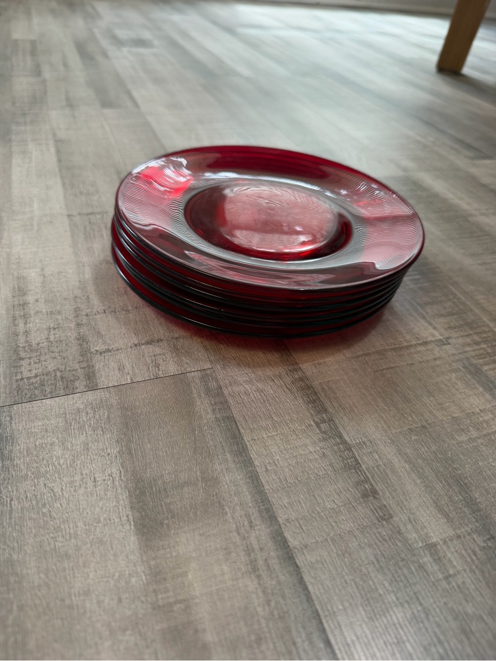 Vintage Arcoroc Vercors Ruby Red 7.5” Salad Dessert Plates Set of 6 France